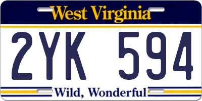 WV license plate 2YK594