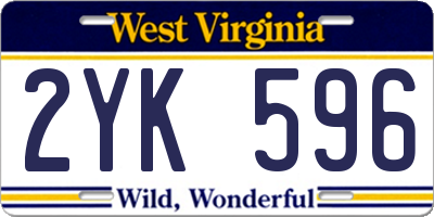 WV license plate 2YK596