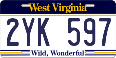 WV license plate 2YK597