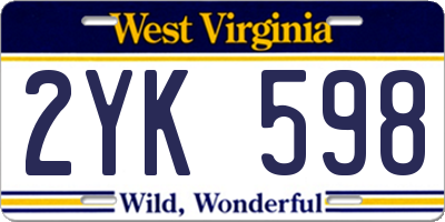 WV license plate 2YK598