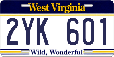 WV license plate 2YK601