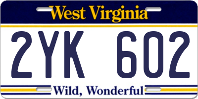 WV license plate 2YK602