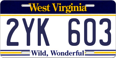 WV license plate 2YK603