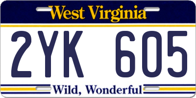 WV license plate 2YK605