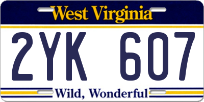 WV license plate 2YK607