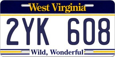 WV license plate 2YK608