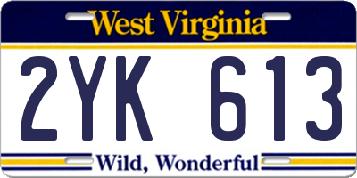 WV license plate 2YK613