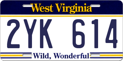WV license plate 2YK614