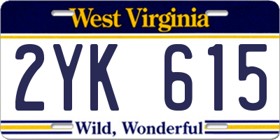 WV license plate 2YK615