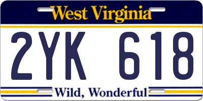 WV license plate 2YK618