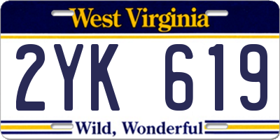 WV license plate 2YK619