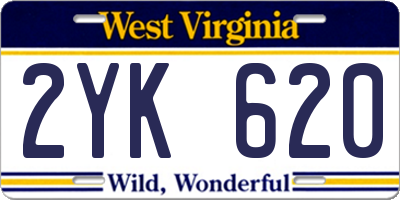 WV license plate 2YK620