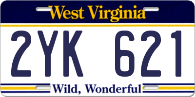 WV license plate 2YK621