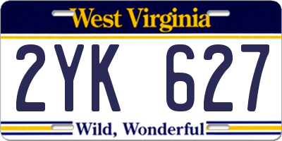 WV license plate 2YK627