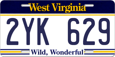 WV license plate 2YK629