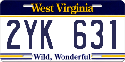 WV license plate 2YK631