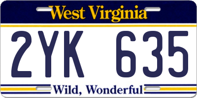 WV license plate 2YK635