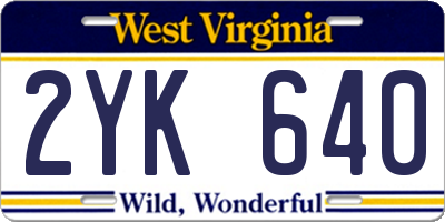 WV license plate 2YK640
