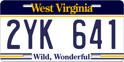 WV license plate 2YK641