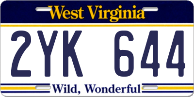 WV license plate 2YK644