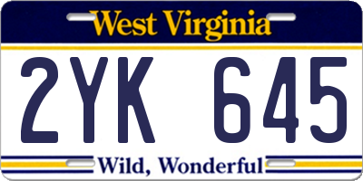 WV license plate 2YK645