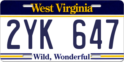 WV license plate 2YK647