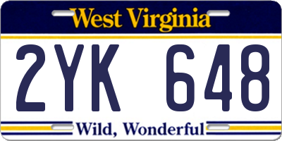 WV license plate 2YK648