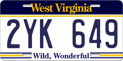 WV license plate 2YK649