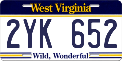 WV license plate 2YK652
