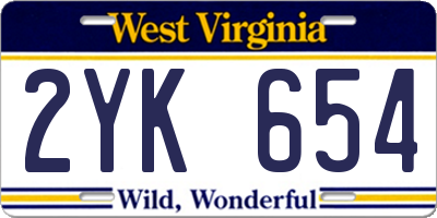 WV license plate 2YK654