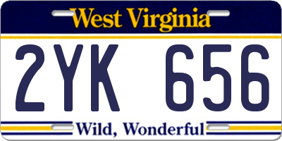 WV license plate 2YK656