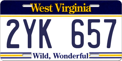 WV license plate 2YK657