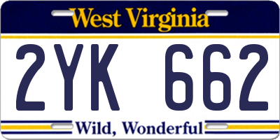 WV license plate 2YK662
