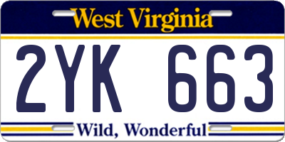 WV license plate 2YK663