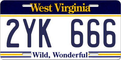 WV license plate 2YK666
