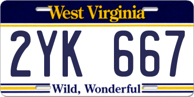 WV license plate 2YK667