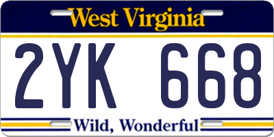 WV license plate 2YK668