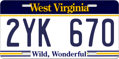WV license plate 2YK670