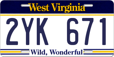 WV license plate 2YK671