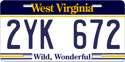 WV license plate 2YK672