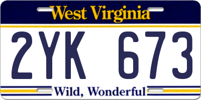 WV license plate 2YK673