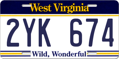 WV license plate 2YK674