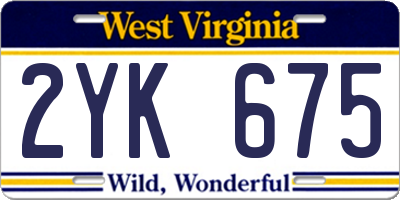 WV license plate 2YK675