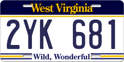 WV license plate 2YK681