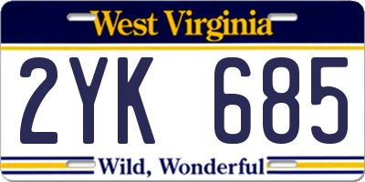 WV license plate 2YK685