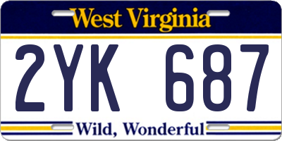 WV license plate 2YK687