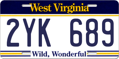 WV license plate 2YK689