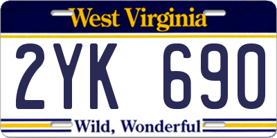 WV license plate 2YK690