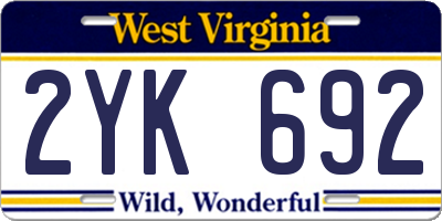 WV license plate 2YK692