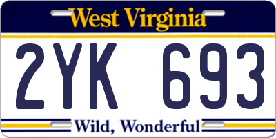 WV license plate 2YK693